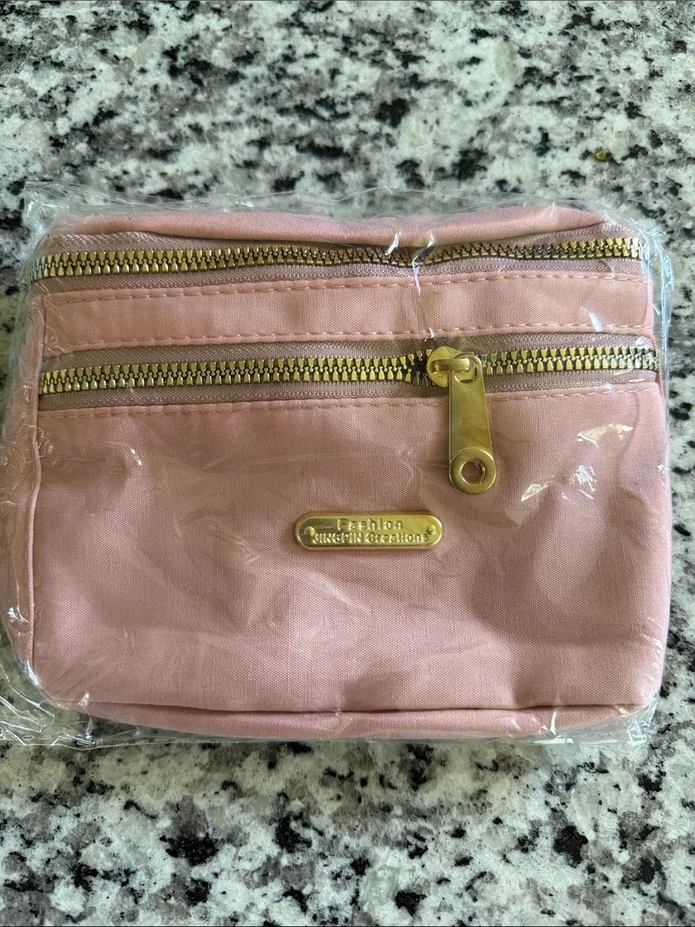 Pink Crossbody Bag/ Fanny Pack with Dual Zippers